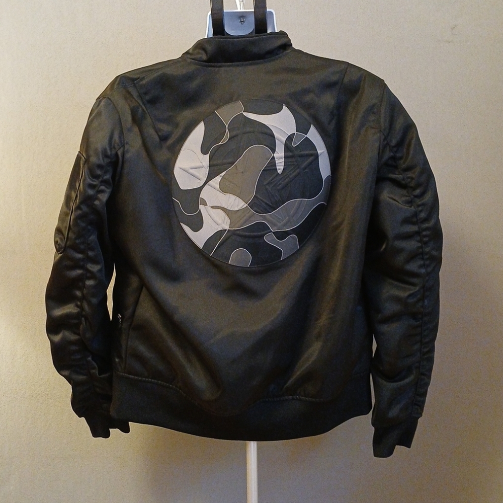 Armani Exchange Black Bomber Jacket with Gray Camouflage Circle